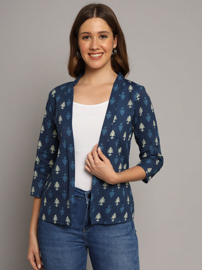 Indigo Cotton Kantha Jacket Shrug