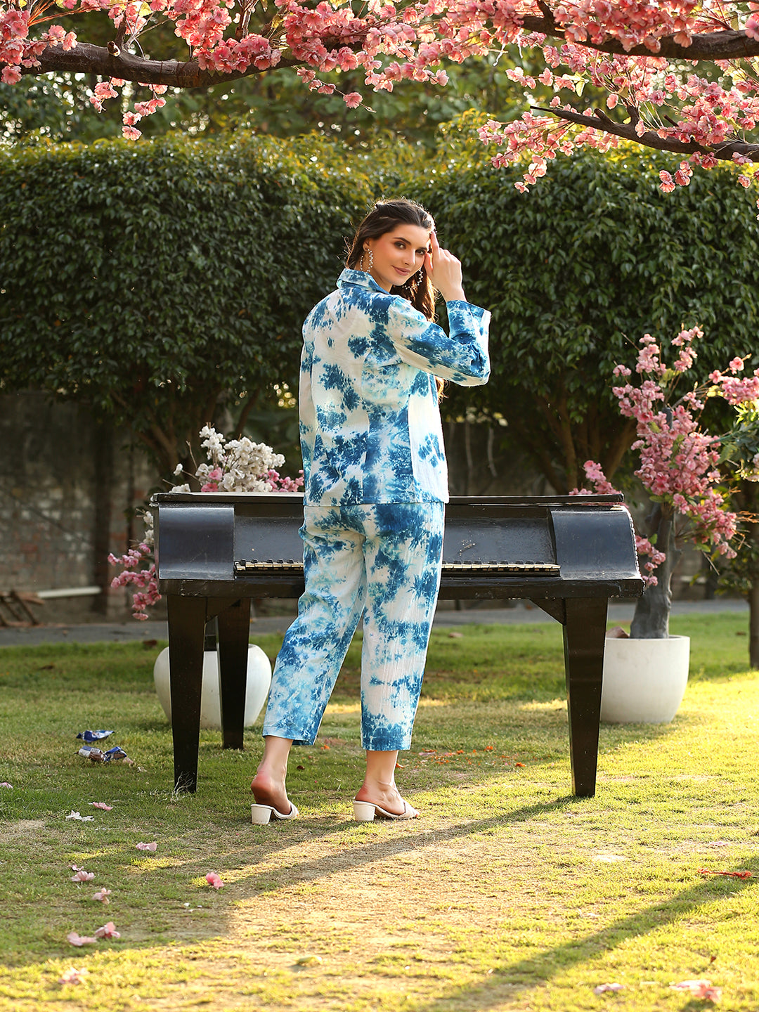 Blue Cotton Print Co-Ord Set