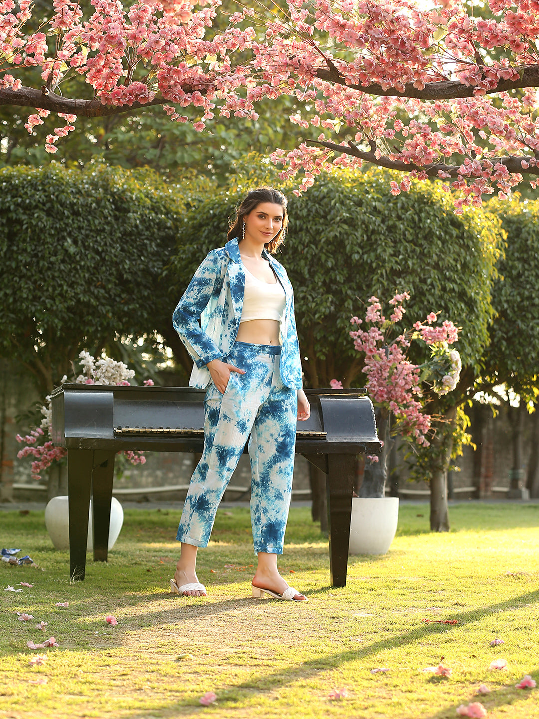 Blue Cotton Print Co-Ord Set