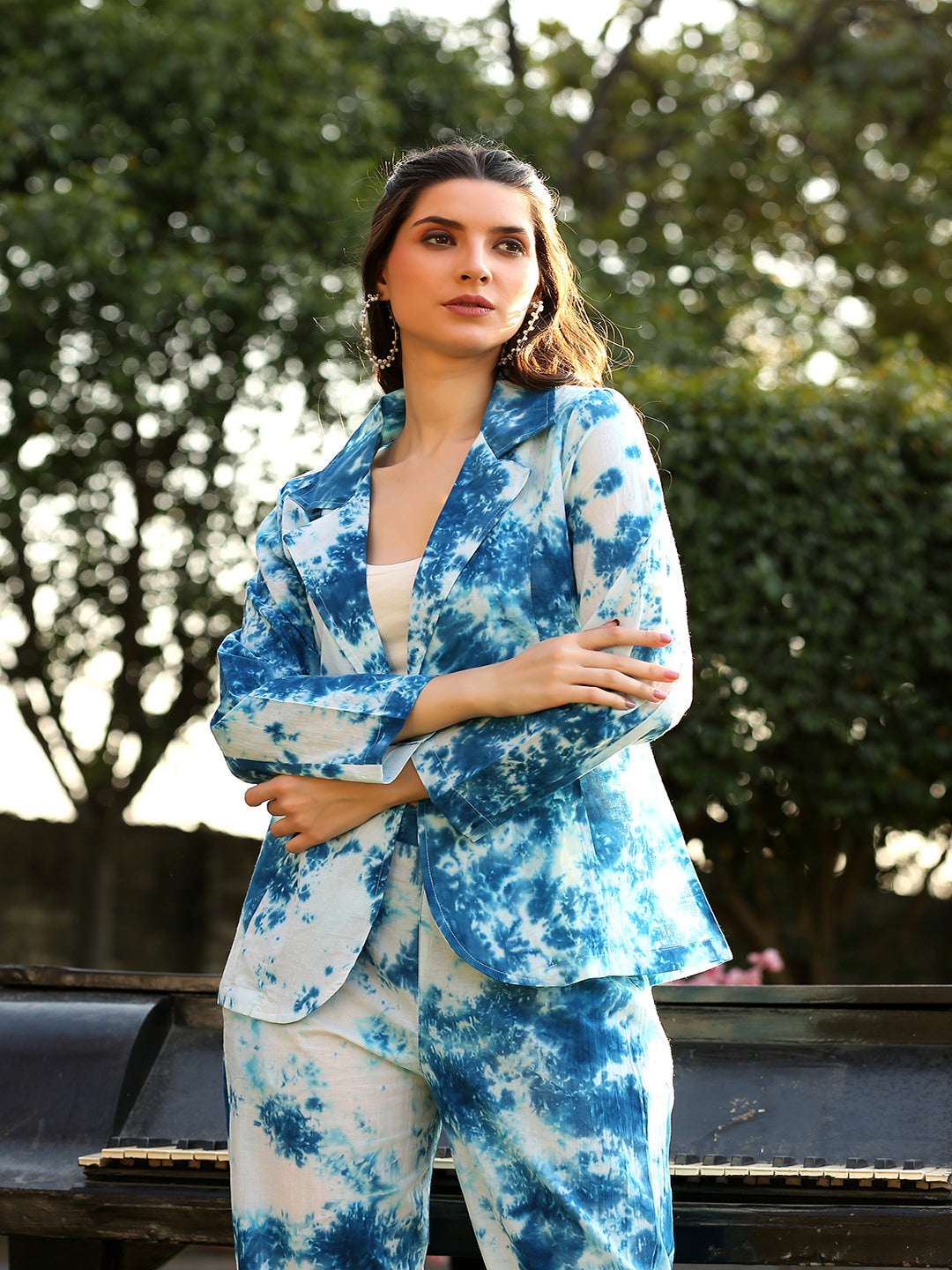 Blue Cotton Print Co-Ord Set