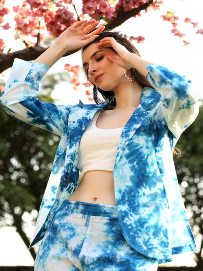 Blue Cotton Print Co-Ord Set