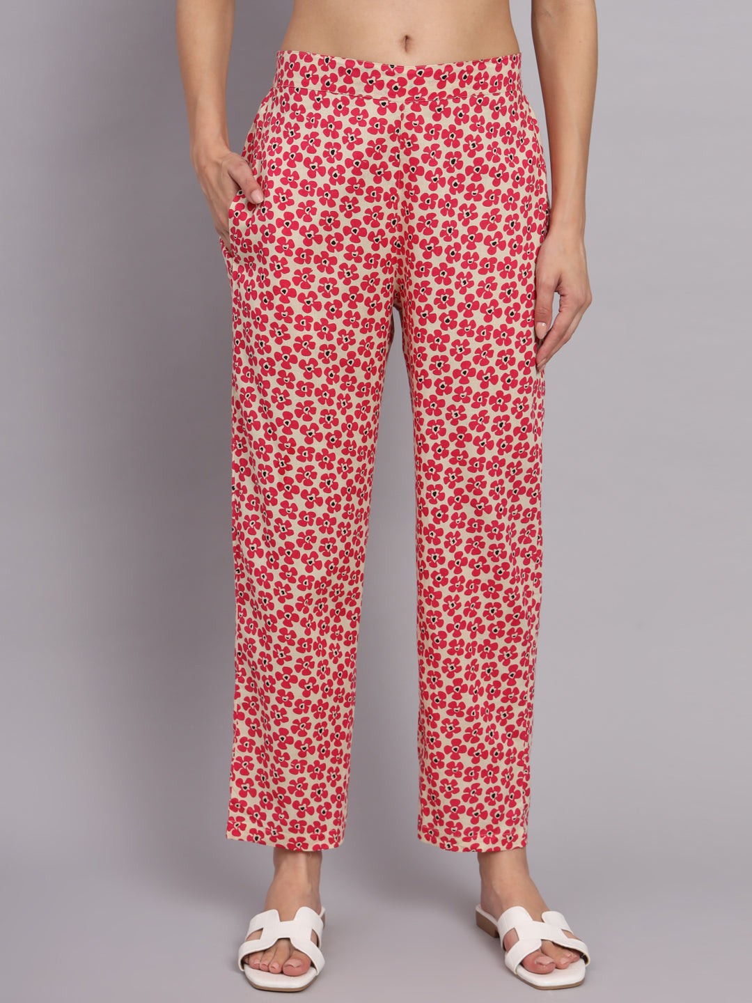 Fuchsia Cotton Print Top & Pant Co-Ord Set