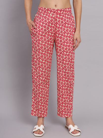 Fuchsia Cotton Print Top & Pant Co-Ord Set