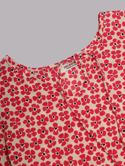 Fuchsia Cotton Print Top & Pant Co-Ord Set