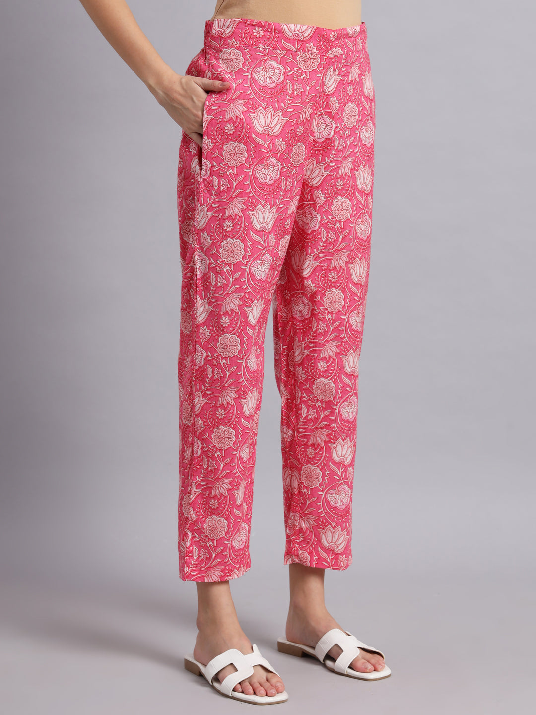 Pink Indian Print Cotton Shirt & Pant Co-Ord Set