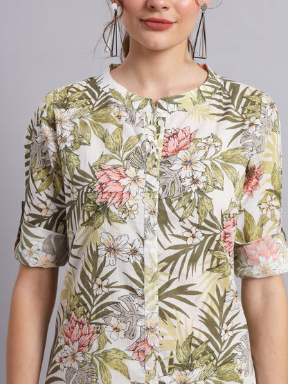 Tropical Print Cotton Shirt & Pant  Co-Ord Set