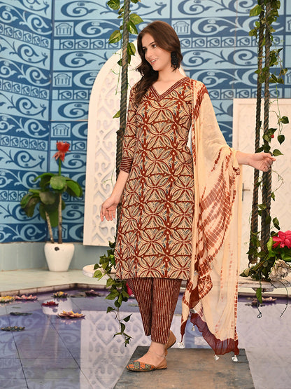 Earthy Kurta Pant Dupatta Set