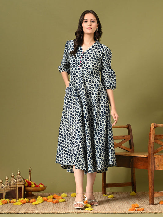 Ocean Flared Pocket Dress