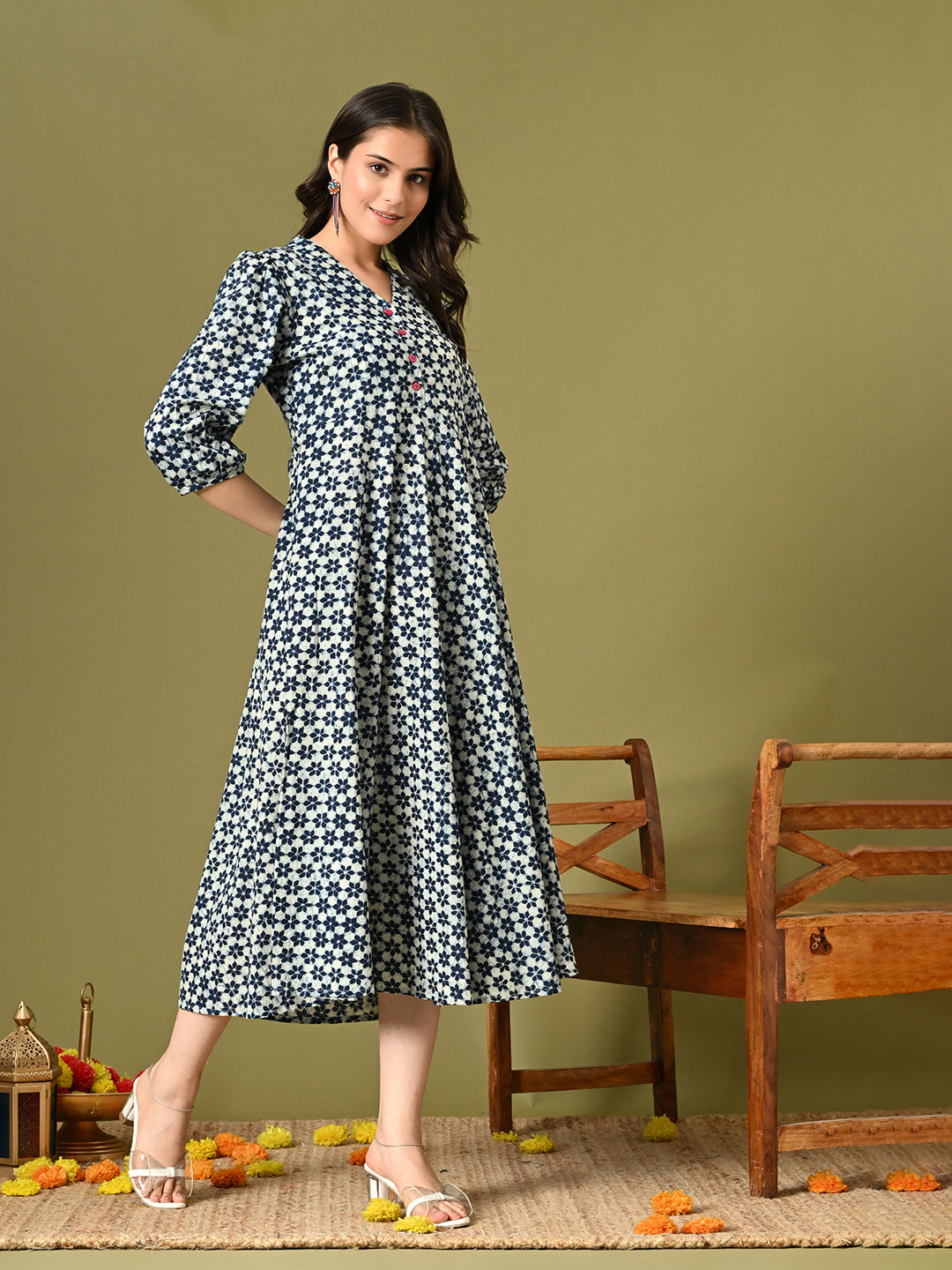 Ocean Flared Pocket Dress