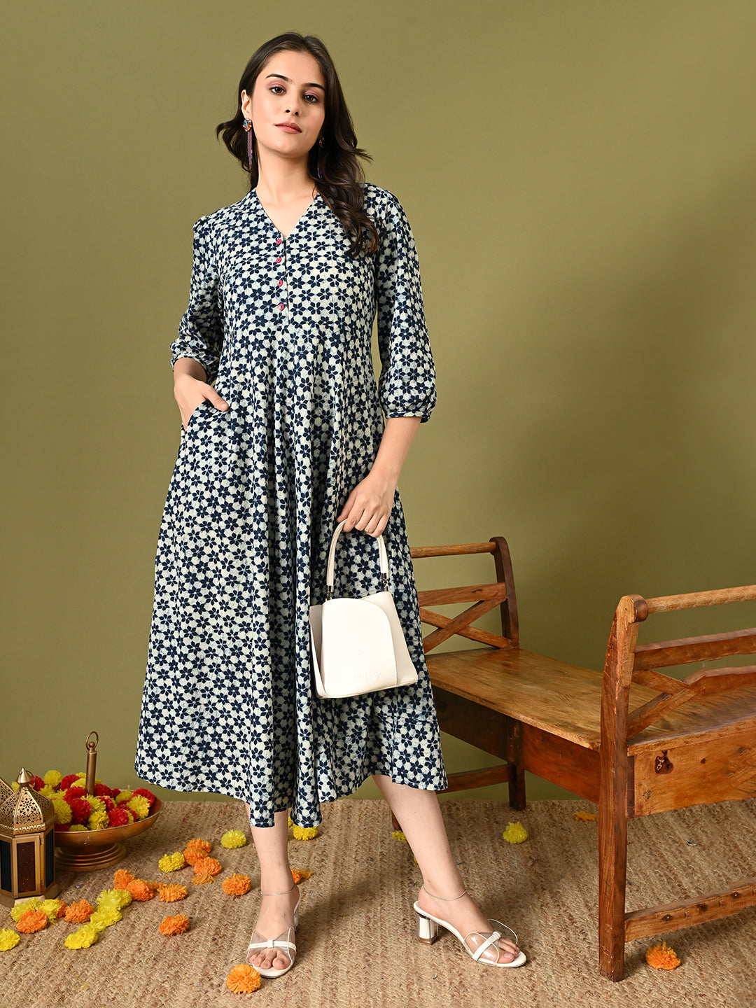 Ocean Flared Pocket Dress