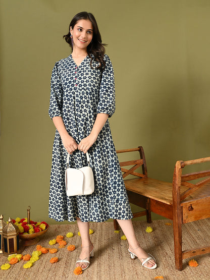 Ocean Flared Pocket Dress