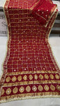Pure Gajji Silk Gadhchola Saree with Zari Checks & Gota Patti Handwork