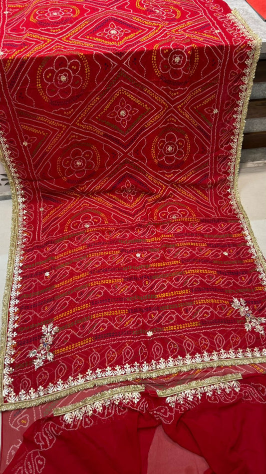 American Georgette Bandhej Saree Collection | Handcrafted Gota Patti & Designer