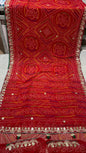 American Georgette Bandhani Saree with Handcrafted Gota Patti Work