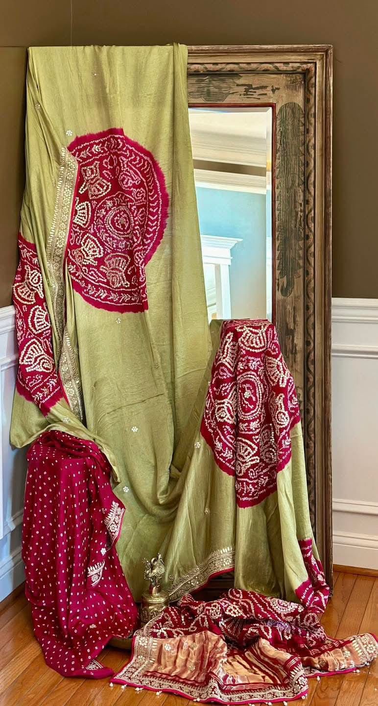 Heritage Pure Gajji Silk Saree with Hand Gota Patti & Kardana Work