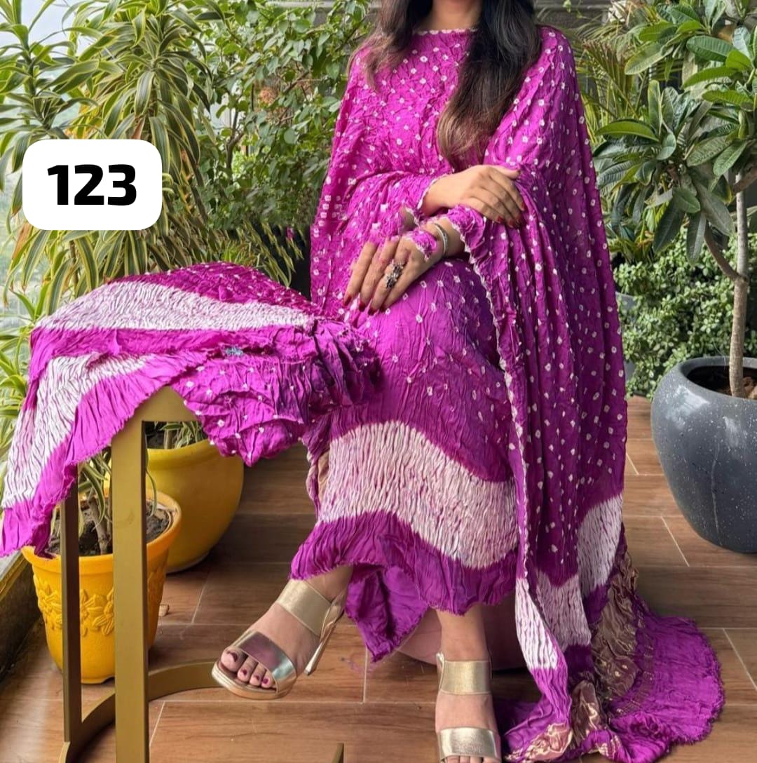 3 Piece Exclusive Modal silk unstitched suit in pure modal silk, 2.5 Mtrs each.