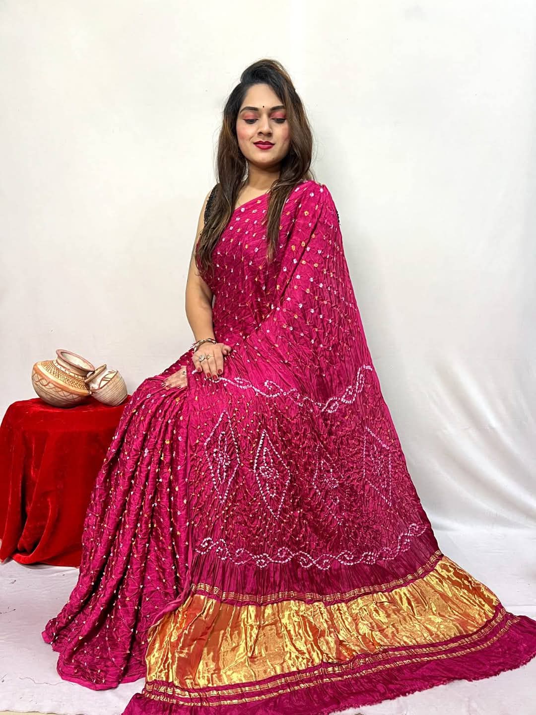 Pure Modal Silk Bandhej Sarees