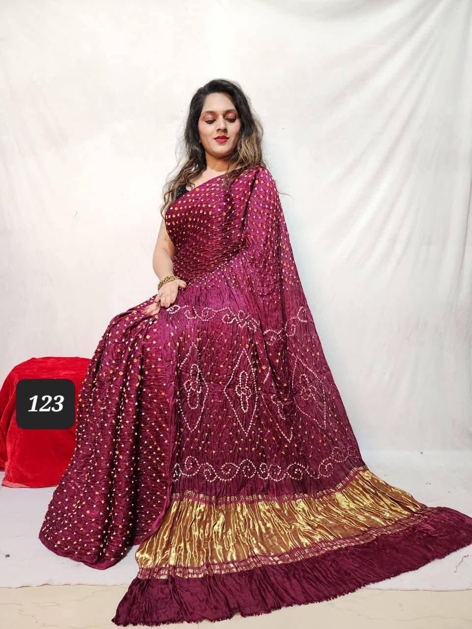 Pure Modal Silk Bandhej Sarees