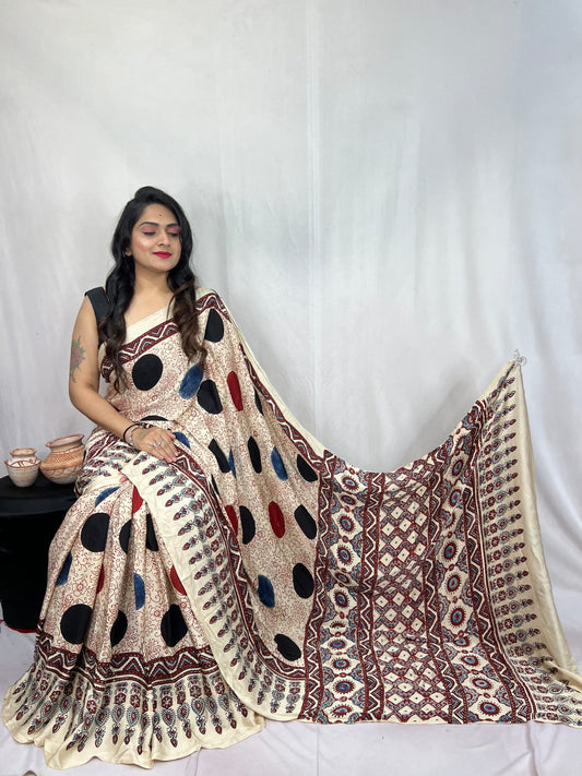 Pure Modal Silk Ajarakh Sarees