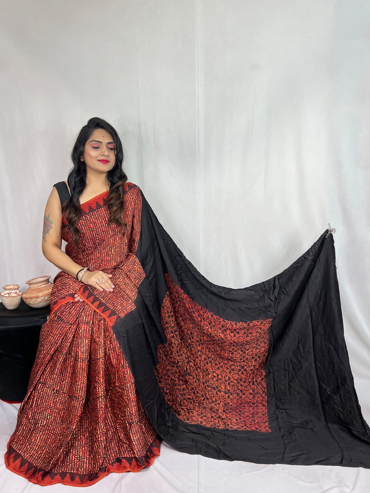Pure Modal Silk Ajarakh Sarees
