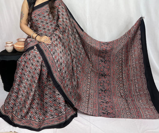 Pure Modal Silk Ajarakh Sarees