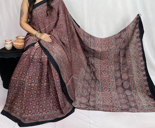 Pure Modal Silk Ajarakh Sarees
