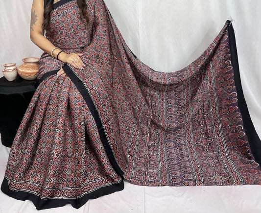 Pure Modal Silk Ajarakh Sarees