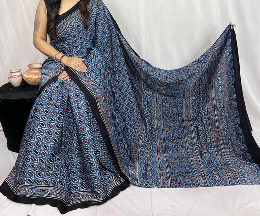 Pure Modal Silk Ajarakh Sarees