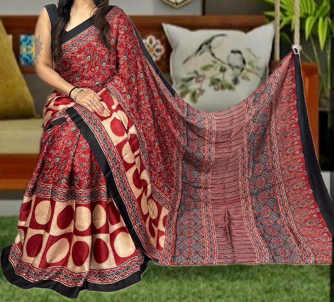 Pure Modal Silk Ajarakh Sarees