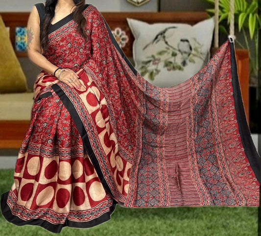 Pure Modal Silk Ajarakh Sarees