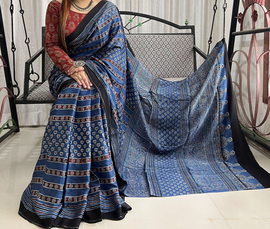 Pure Modal Silk Ajarakh Sarees