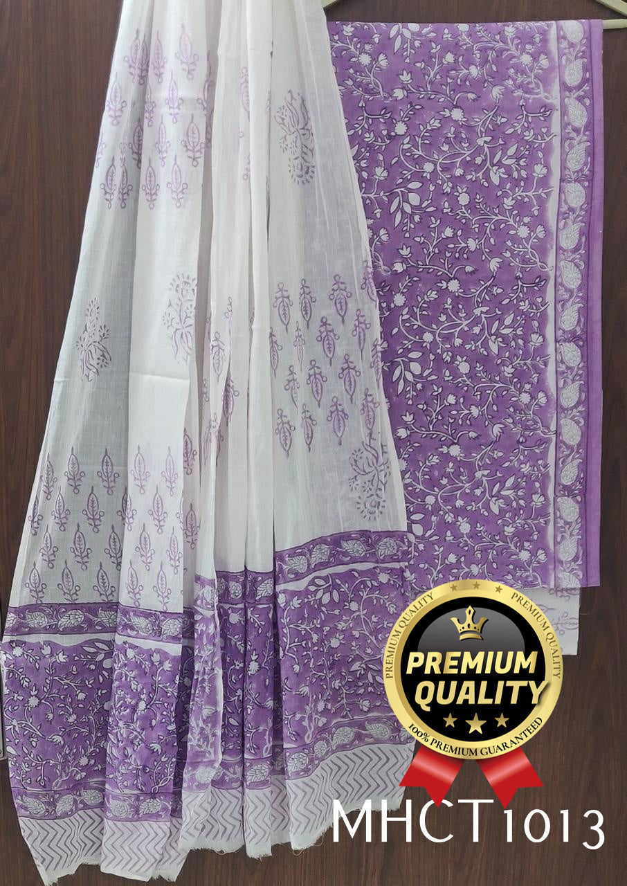 Pure Jaipur Cotton Dress Material with Mulmul Dupatta