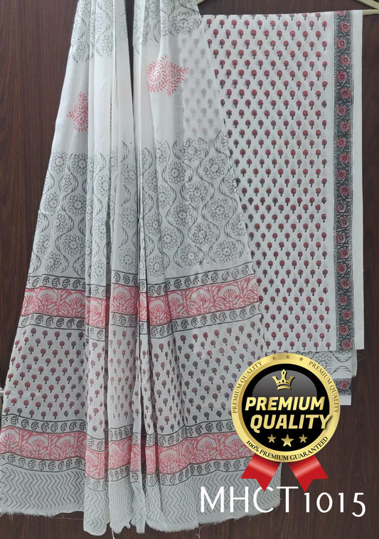 Pure Jaipur Cotton Dress Material with Mulmul Dupatta