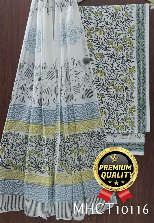 Pure Jaipur Cotton Dress Material with Mulmul Dupatta