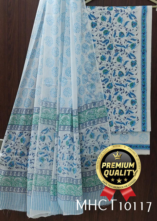 Pure Jaipur Cotton Dress Material with Mulmul Dupatta