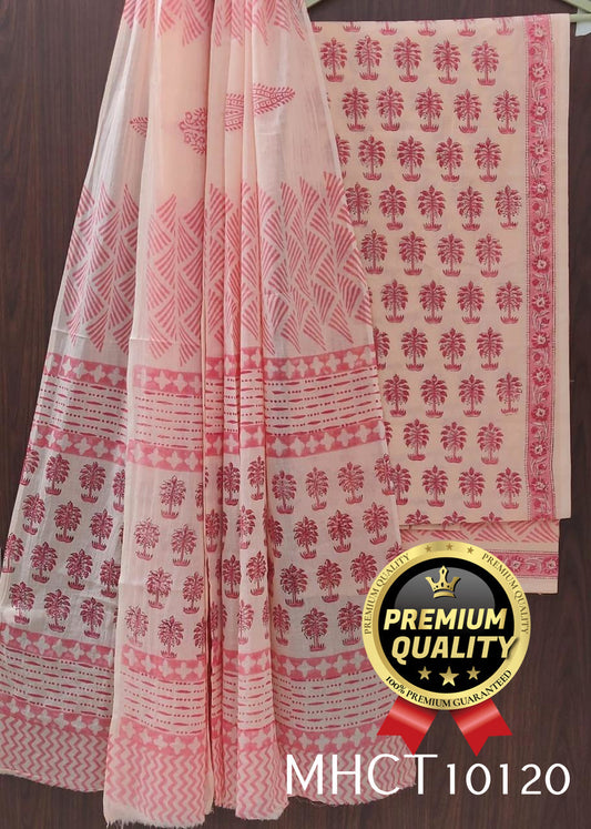 Pure Jaipur Cotton Dress Material with Mulmul Dupatta