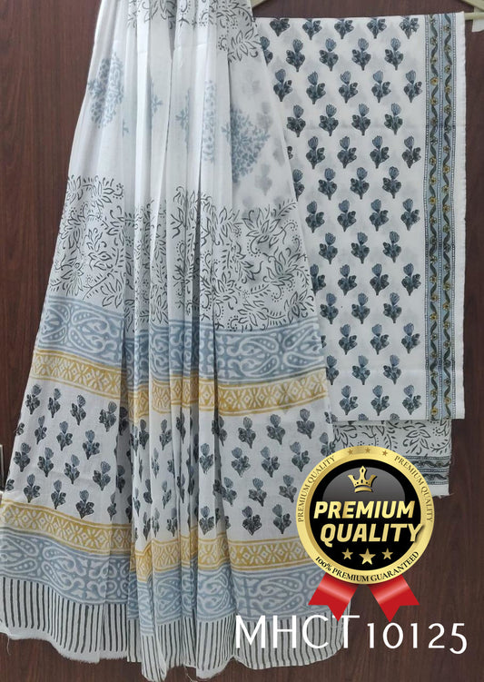 Pure Jaipur Cotton Dress Material with Mulmul Dupatta