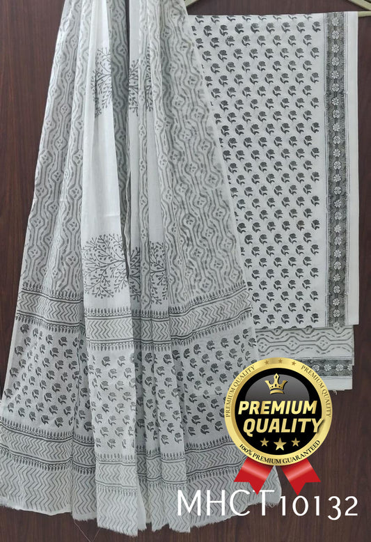 Pure Jaipur Cotton Dress Material with Mulmul Dupatta