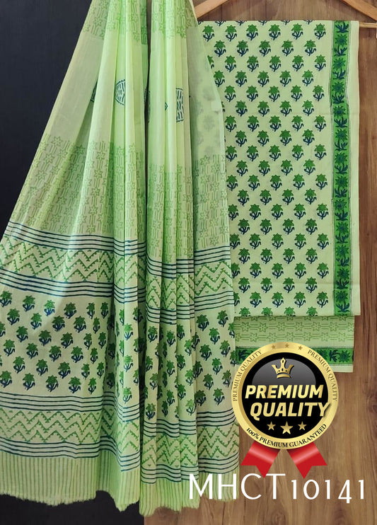 Pure Jaipur Cotton Dress Material with Mulmul Dupatta