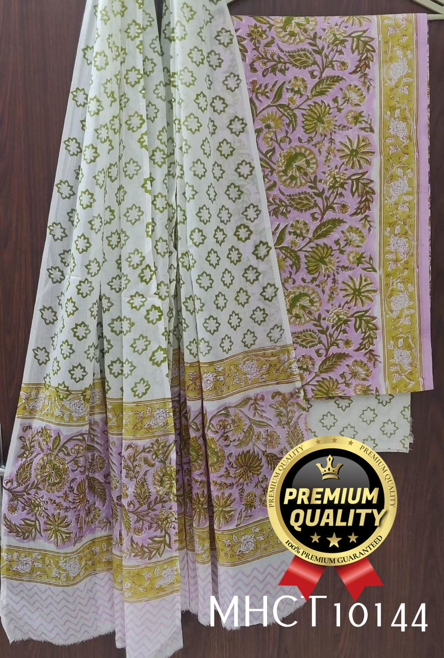 Pure Jaipur Cotton Dress Material with Mulmul Dupatta