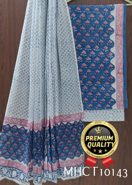 Pure Jaipur Cotton Dress Material with Mulmul Dupatta