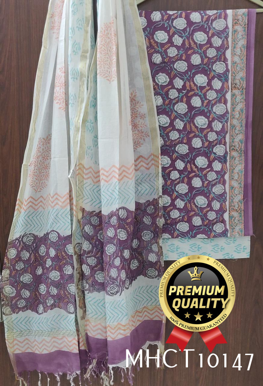 Pure Jaipur Cotton Dress Material with Mulmul Dupatta