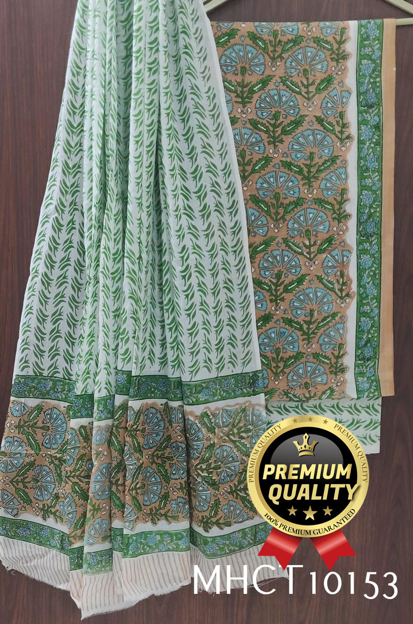 Pure Jaipur Cotton Dress Material with Mulmul Dupatta