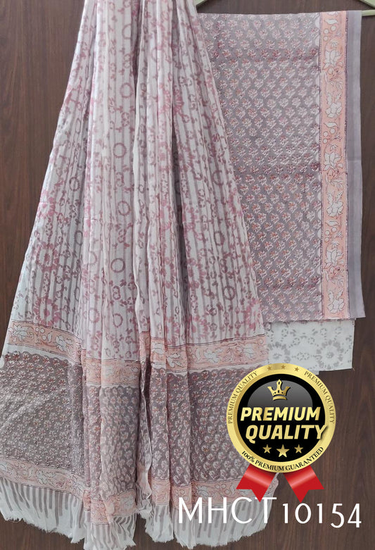 Pure Jaipur Cotton Dress Material with Mulmul Dupatta