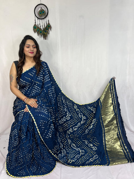 Pure Modal Silk Bandhej Sarees with Lagadi Patta