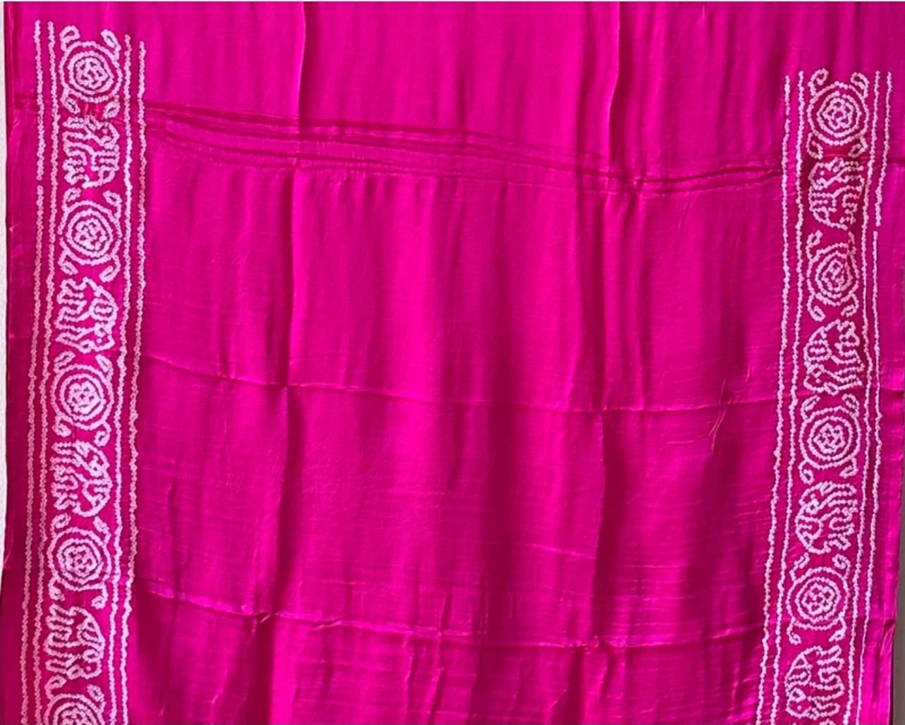 Vibrant Tri-Color Gajji Silk Saree in Yellow, Pink & Teal with Traditional Motifs