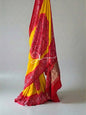 Radiant Yellow & Red Gajji Silk Bandhani Saree with Rasmandal Border