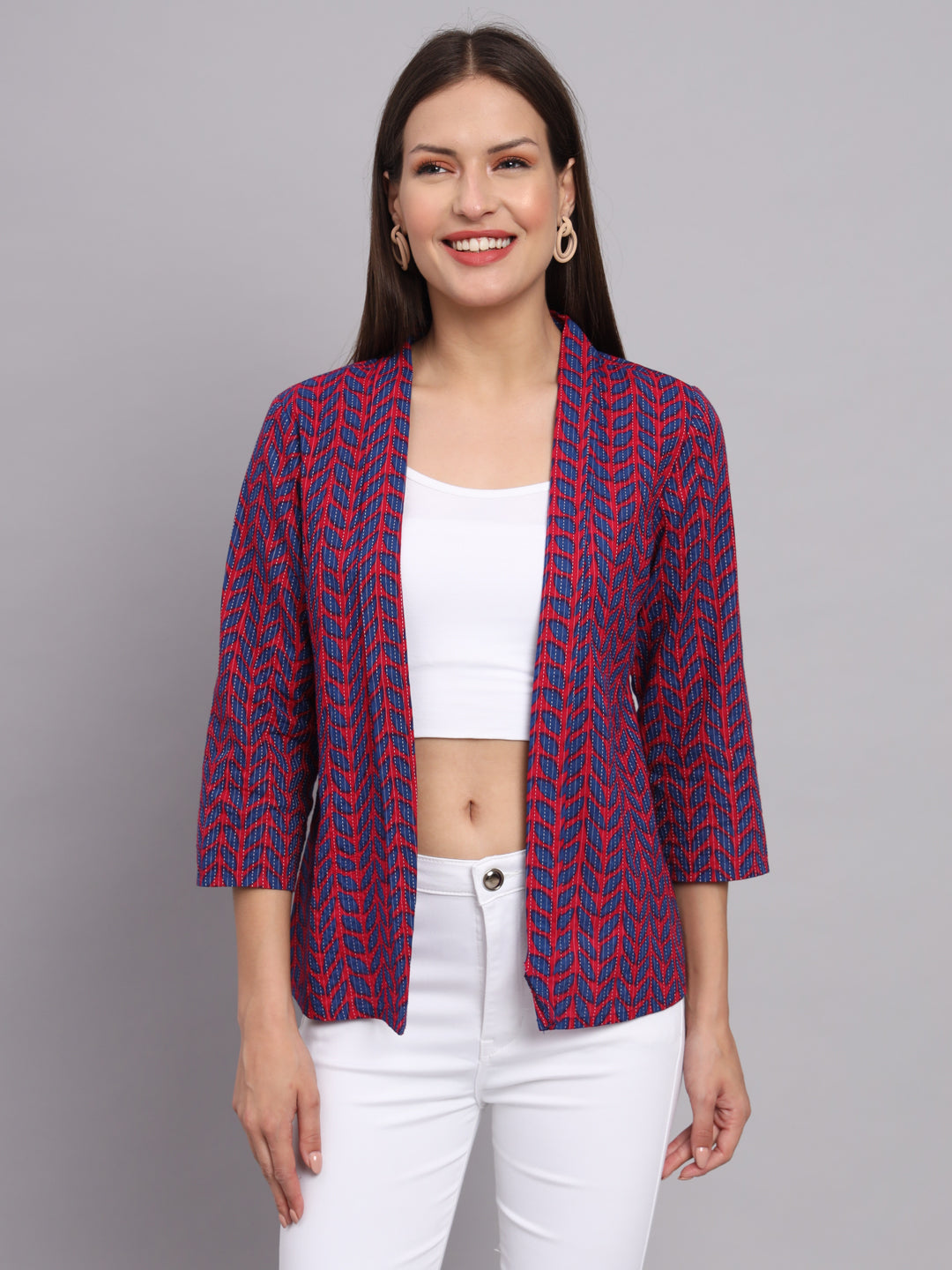 Pink Cotton Kantha Jacket Shrug