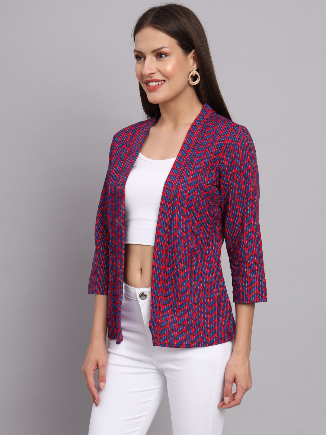 Pink Cotton Kantha Jacket Shrug