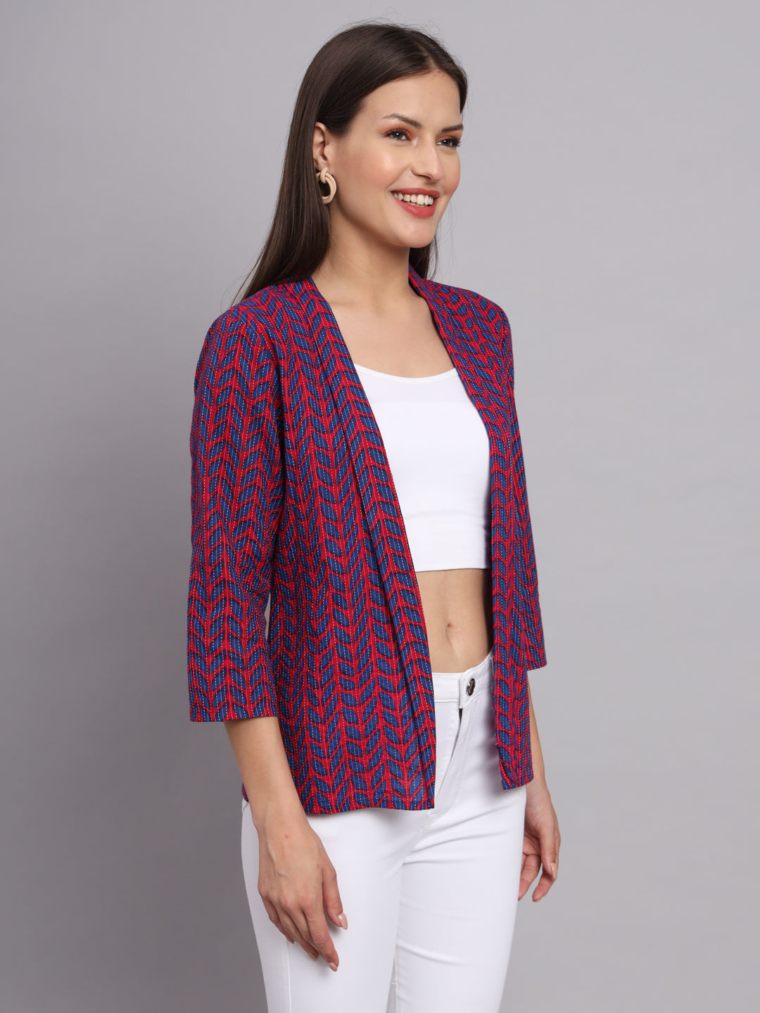 Pink Cotton Kantha Jacket Shrug